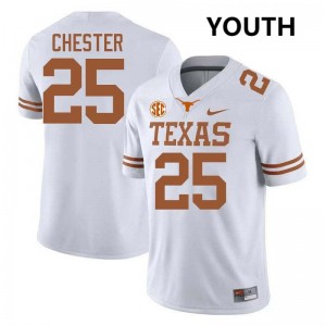 Youth Caleb Chester White Texas Longhorns #25 Football Embroidery Jersey 615472-154