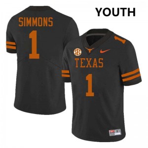 Youth Colin Simmons Black Texas Longhorns #1 Football 2025 Jersey 756948-126
