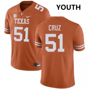 Youth Daniel Cruz Texas Orange Texas Longhorns #51 Football 2025 Jersey 147254-150
