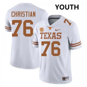 Youth Jackson Christian White Texas Longhorns #76 Football 2025 Jersey 725214-365