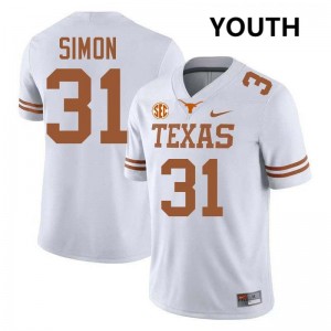 Youth James Simon White Texas Longhorns #31 Football Replica Jersey 840946-345