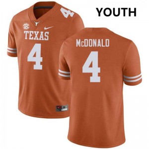 Youth Jelani McDonald Texas Orange Texas Longhorns #4 Football Player Jersey 459464-864
