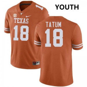 Youth Joe Tatum Texas Orange Texas Longhorns #18 Football Replica Jersey 588797-552