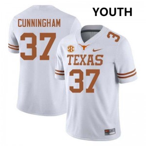 Youth Jonathan Cunningham White Texas Longhorns #37 Football Embroidery Jersey 332812-763