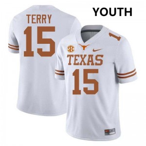 Youth Justus Terry White Texas Longhorns #15 Football University Jersey 318618-943