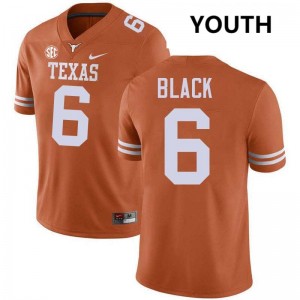 Youth Kobe Black Texas Orange Texas Longhorns #6 Football Embroidery Jersey 153308-236