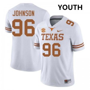 Youth Lavon Johnson White Texas Longhorns #96 Football Stitched Jersey 899750-817