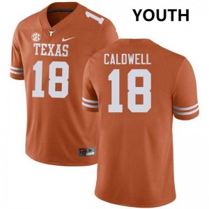 Youth Matthew Caldwell Texas Orange Texas Longhorns #18 Football Official Jersey 749966-150