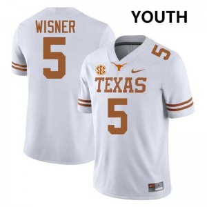 Youth Quintrevion Wisner White Texas Longhorns #5 Football 2025-26 Jersey 181551-641