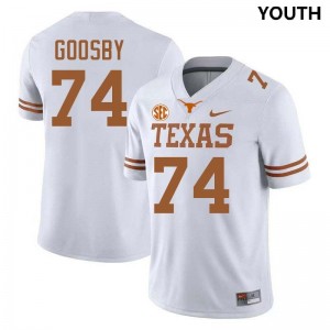 Youth Trevor Goosby White Texas Longhorns #74 Football Player Jersey 812237-189