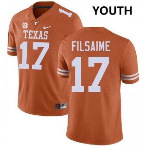 Youth Xavier Filsaime Texas Orange Texas Longhorns #17 Football Replica Jersey 558145-584
