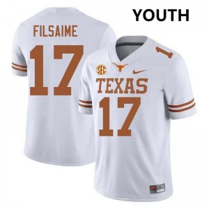Youth Xavier Filsaime White Texas Longhorns #17 Football Stitched Jersey 938363-770