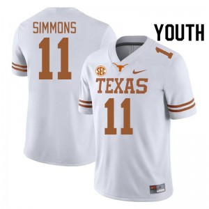 Youth Colin Simmons White Texas Longhorns #11 SEC Conference Limited Jersey 751172-215