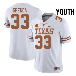 Youth David Gbenda White Texas Longhorns #33 SEC Conference NCAA Jersey 881828-833