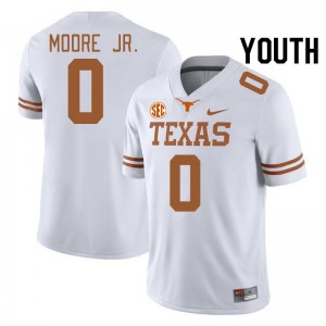Youth DeAndre Moore Jr. White Texas Longhorns #0 SEC Conference Embroidery Jersey 401627-537