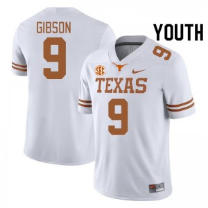 Youth Jerrick Gibson White Texas Longhorns #9 SEC Conference 2025-26 Jersey 321122-288