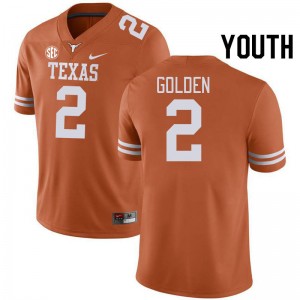 Youth Matthew Golden Texas Orange Texas Longhorns #2 SEC Conference Game Jersey 574947-439