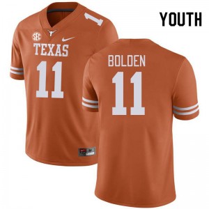 Youth Silas Bolden Texas Orange Texas Longhorns #11 SEC Conference 2025-26 Jersey 497752-619