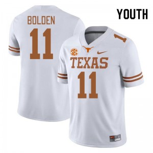 Youth Silas Bolden White Texas Longhorns #11 SEC Conference Stitched Jersey 764691-695